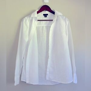 Willi Smith - linen, and cotton white button down shirt. Womens